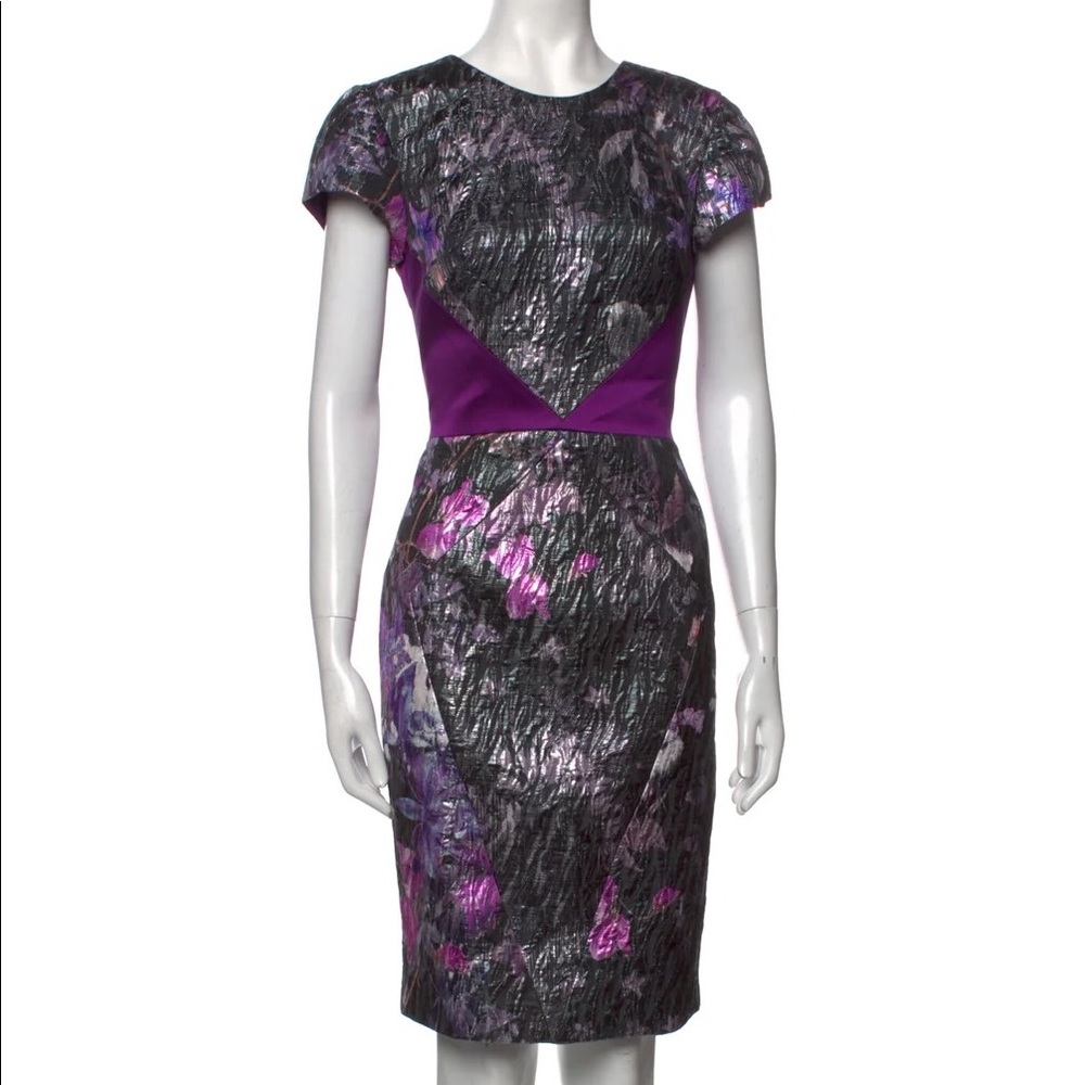 Theia metallic/ purple cocktail dress.
